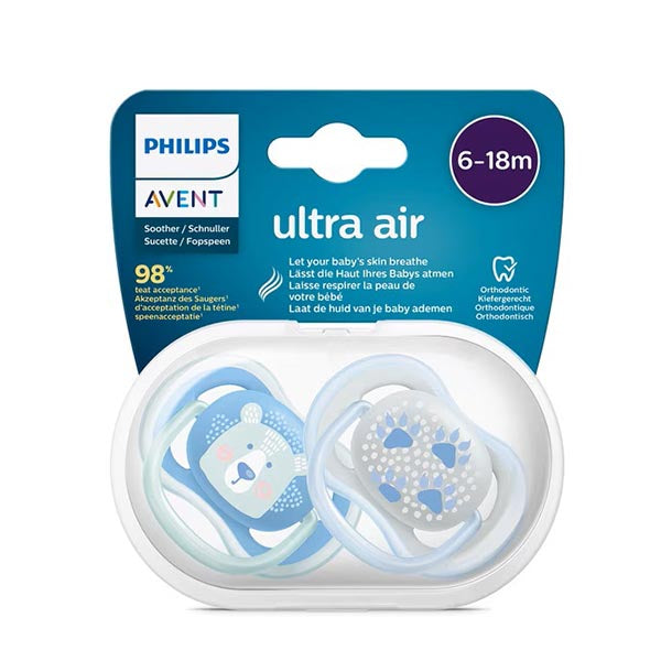 Philips Avent - 2 Chupetas - Ultra Air - Deco - 6-18 M - Menino