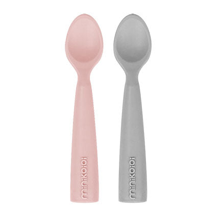 Minikoioi Colheres em Silicone - Pinky Pink/Powder Grey