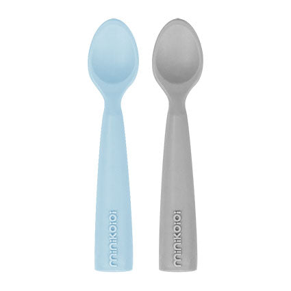 Minikoioi Colheres em Silicone - Mineral Blue/Powder Grey