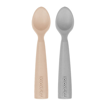 Minikoioi Colheres em Silicone - Bubble Beige/Powder Grey