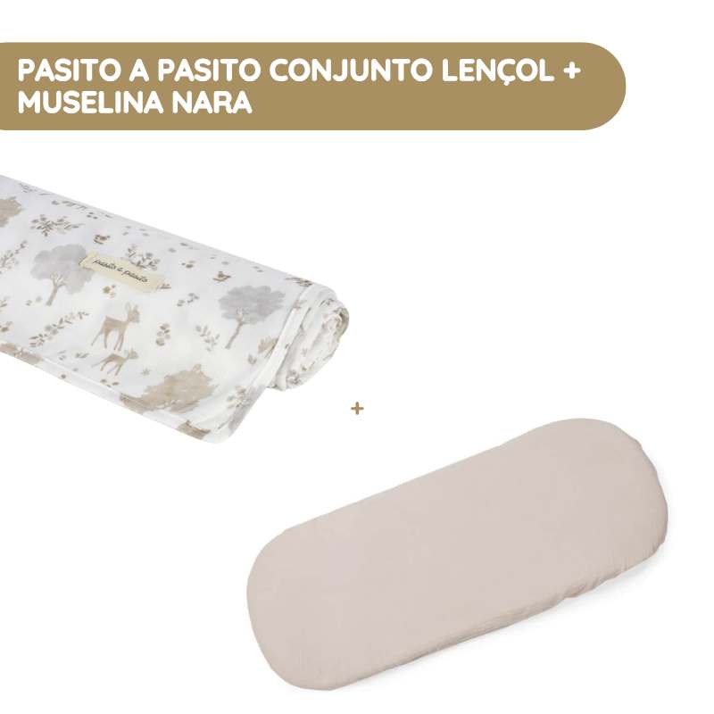 Pasito a Pasito Conjunto Lençol + Muselina Nara