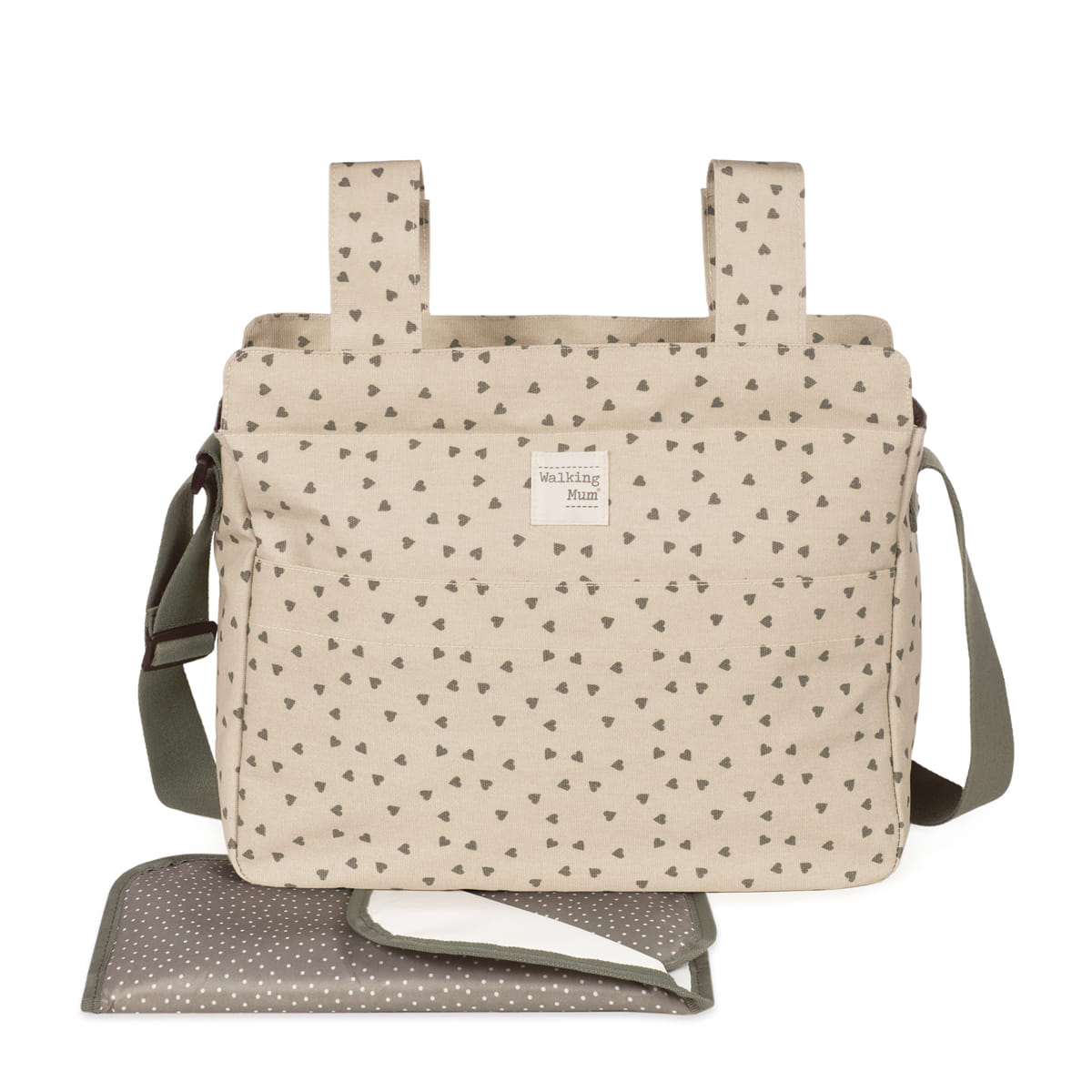 Walking Mum Mala de Passeio Poppy Hearts - Musgo