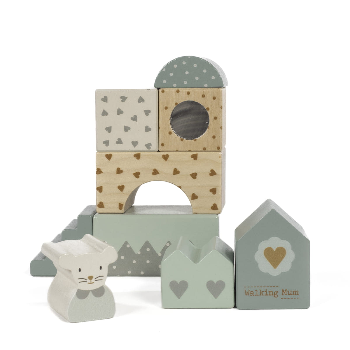Walking Mum Conjunto Blocos Construção Madeira - Poppy