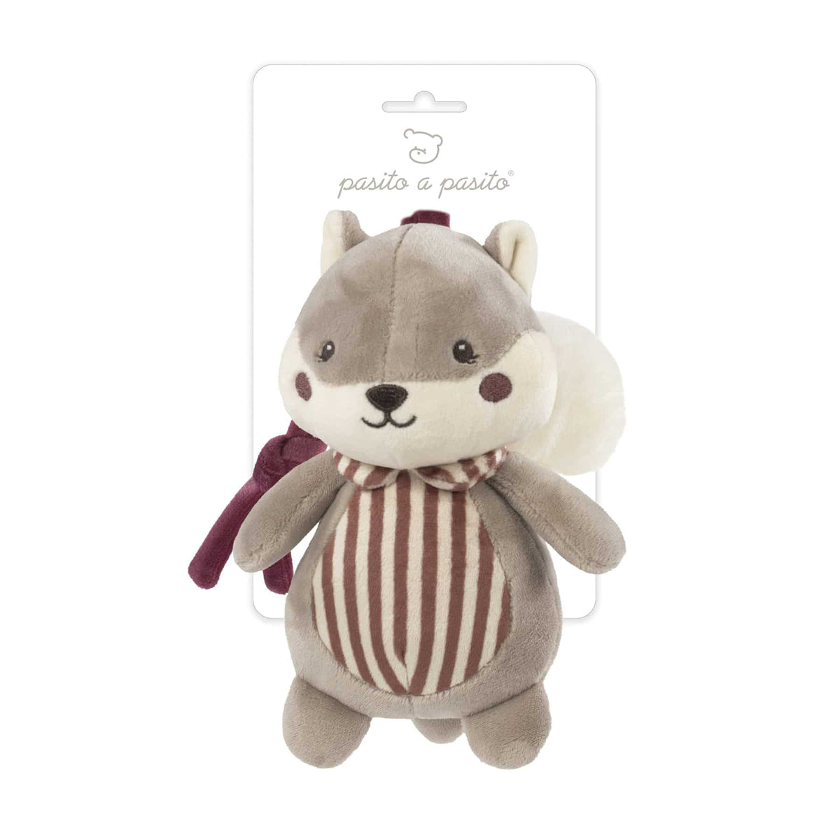 Pasito a Pasito Peluche Musical Esquilo Cherry Rayas