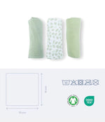 Doomoo Pack 3 Musselinas 70X70 Lovely - Mini Leaves Green