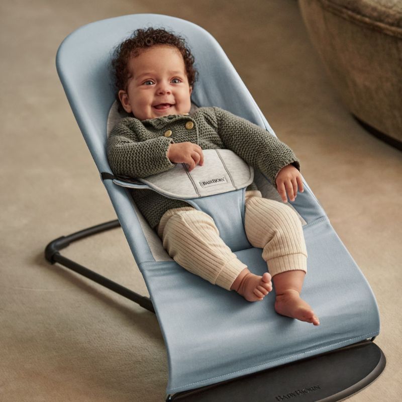 BabyBjorn Espreguiçadeira Balance Soft Woven/Jersey - Azul/Gris claro