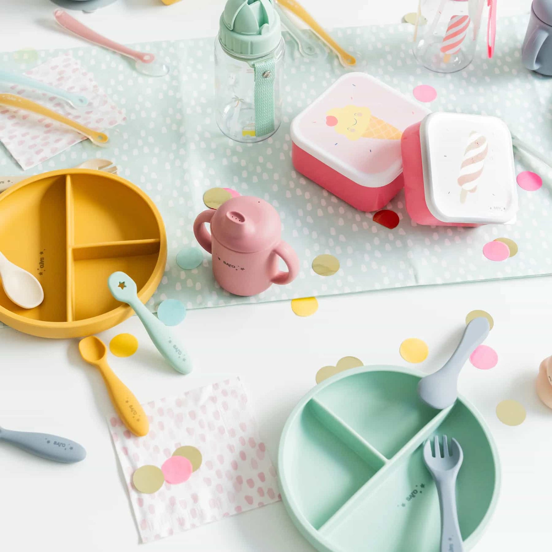 Saro Set de alimentação silicone Food & Fun - Rose