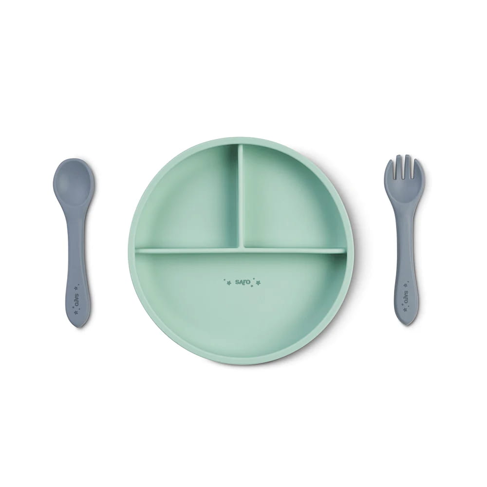 Saro Set de alimentação silicone Food & Fun - Hortelã