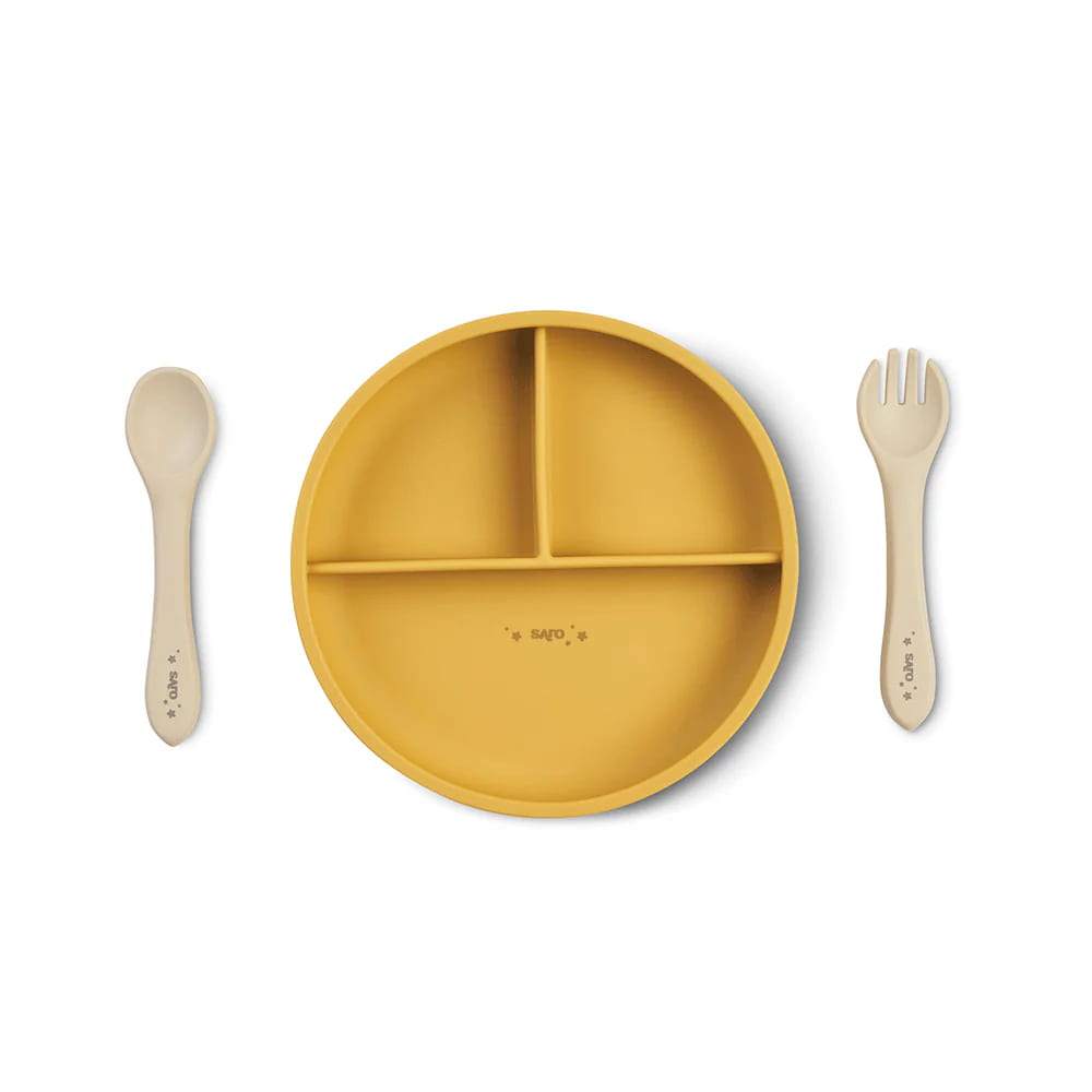 Saro Set de alimentação silicone Food & Fun - Mostarda