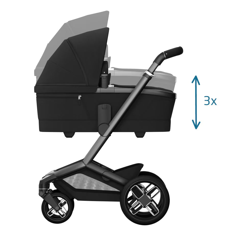 Carrinho de Bebé Fame + Alcofa da Maxi-Cosi - Conforto premium dos 0 meses aos 4 anos - Twillic Black