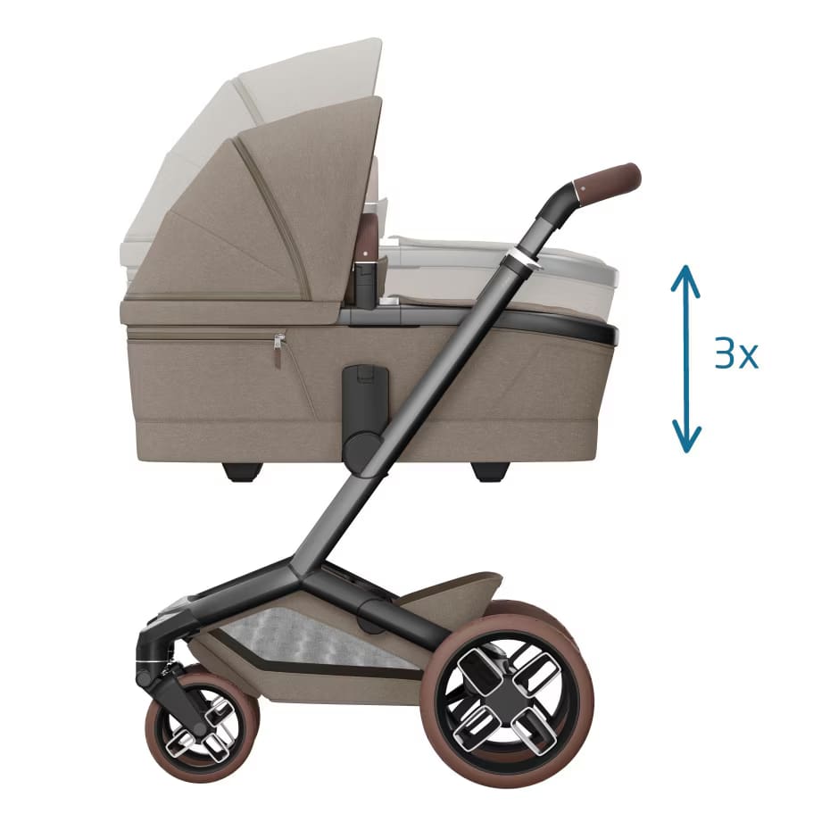 Carrinho de Bebé Fame + Alcofa da Maxi-Cosi - Conforto premium dos 0 meses aos 4 anos - Twillic Truffle