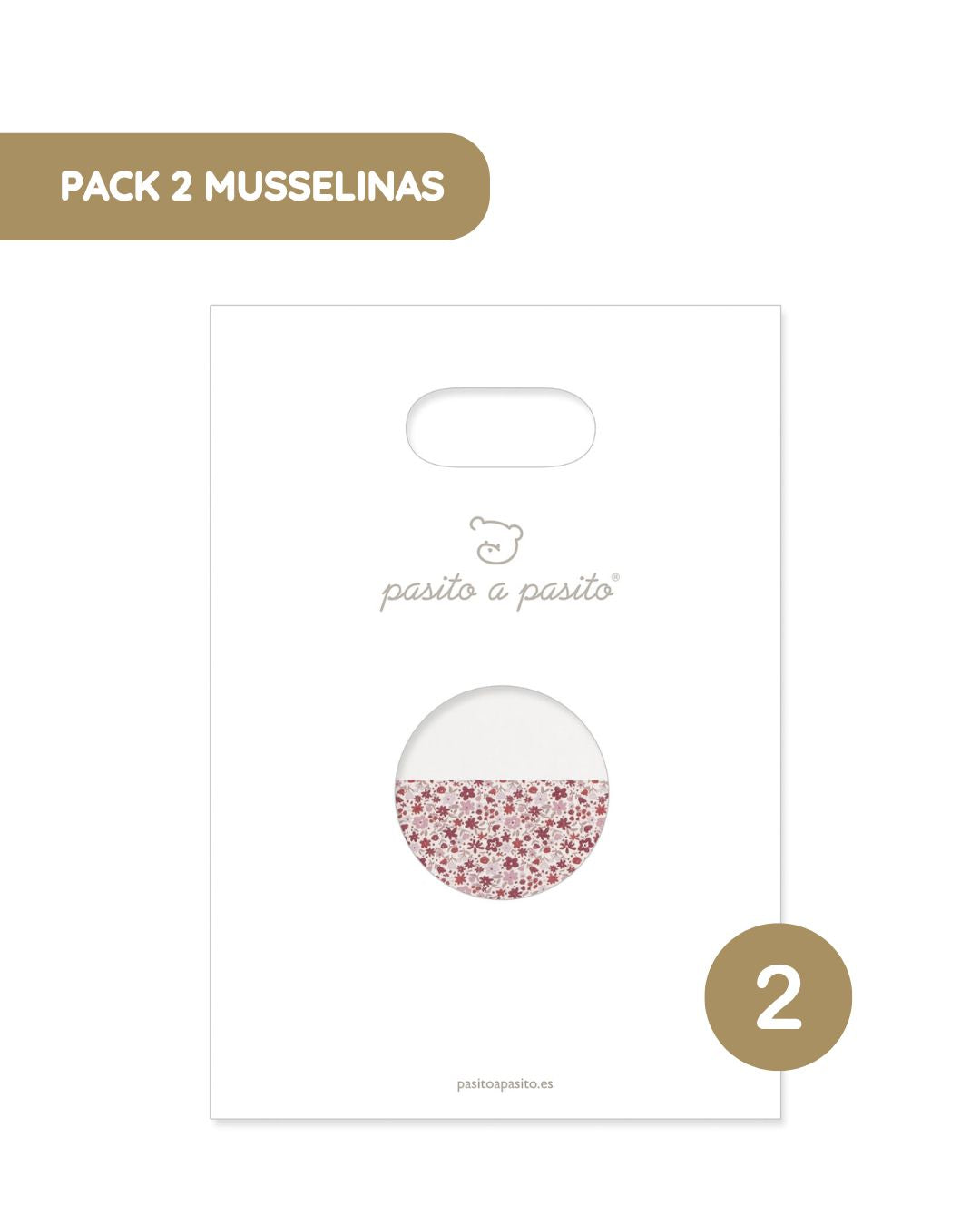Pasito a Pasito Pack 2 Musselinas 70x70 cm Cherry Flor