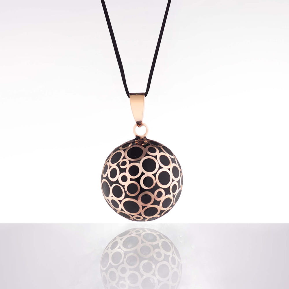 Cache Coeur Bola de Grossesse "Chamador de Anjos" - Rose Gold/black enamel