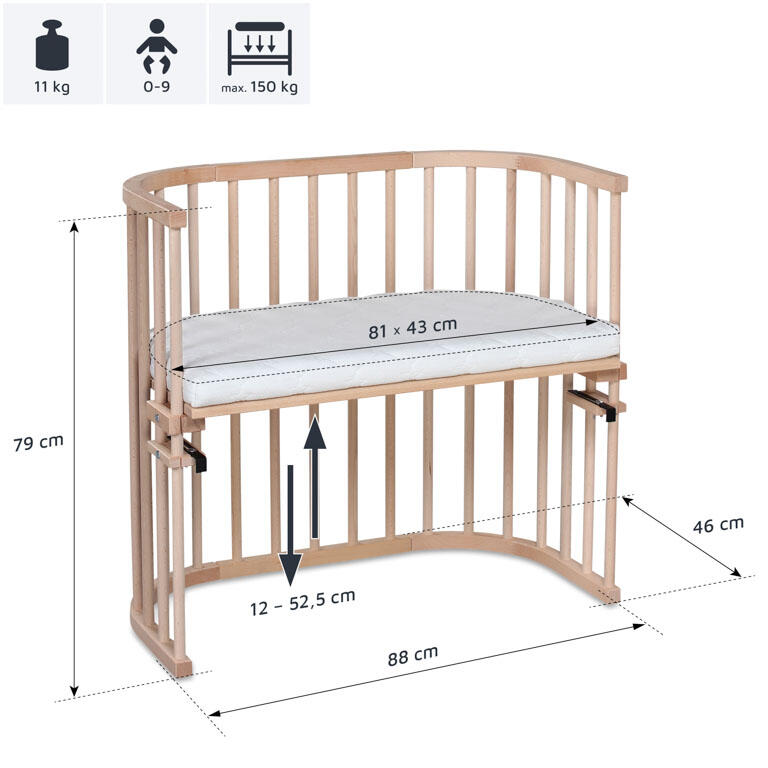 Babybay Cama Co-Sleep Original - natural sem tratamento
