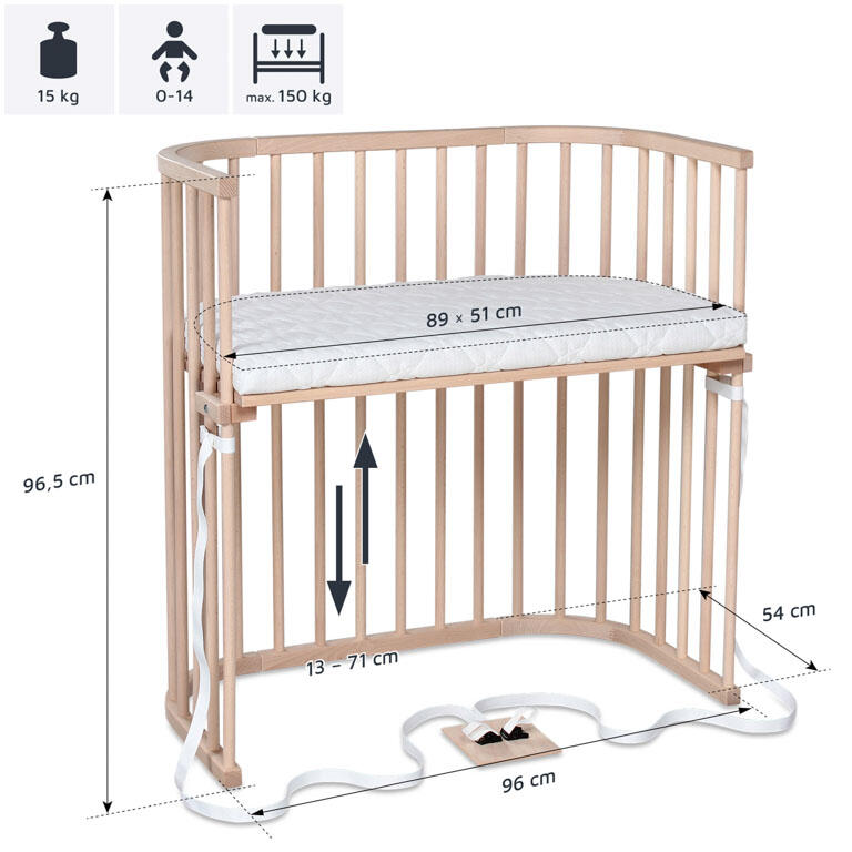 Babybay Cama Co-Sleep Boxspring - natural sem tratamento