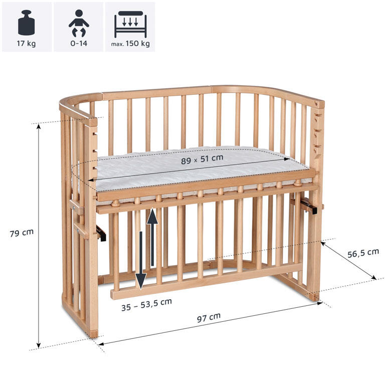 Babybay Cama Co-Sleep Maxi Comfort Plus - lacado natural