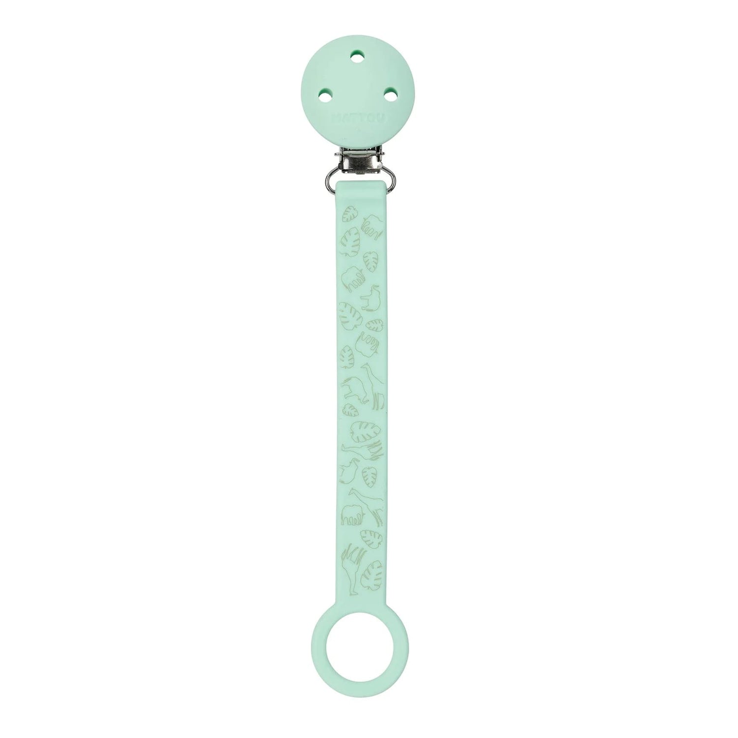 Nattou Prende Chupeta Silicone - Menta Com Animais