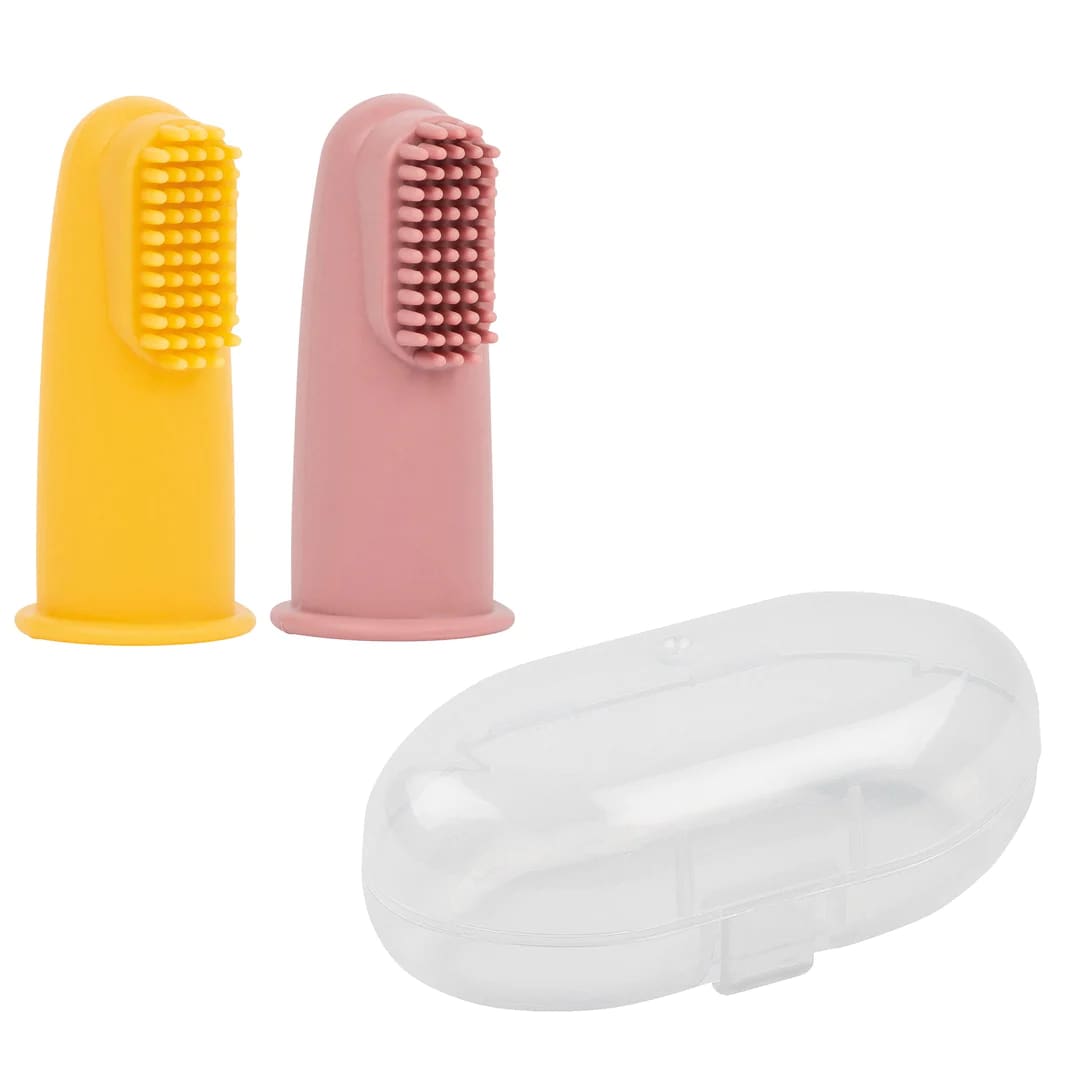 Nattou 2 Escovas Dentes Bebé - Amarelo e Rosa c/ Estojo