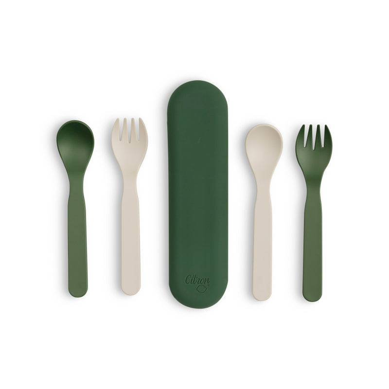 Citron Set de 2 Conjuntos de Talheres em PLA - Verde e Creme