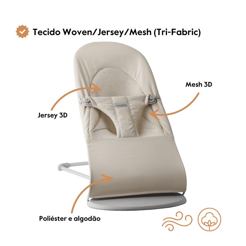 BabyBjorn Espreguiçadeira Balance Soft Woven/Jersey/Mesh - Beige Claro