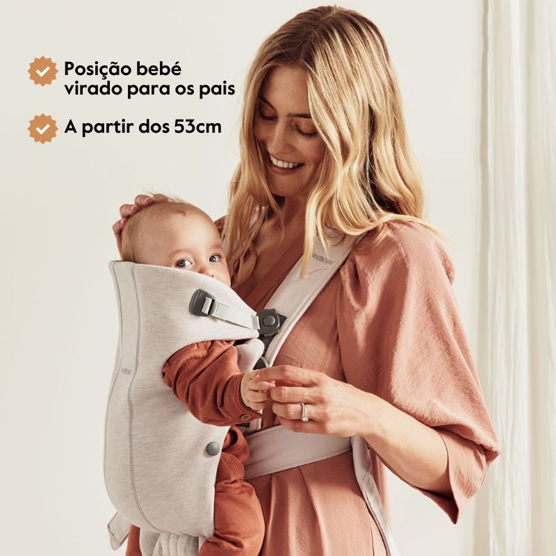 BabyBjorn Mochila Porta Bebé Mini 3D Jersey - Gris Claro