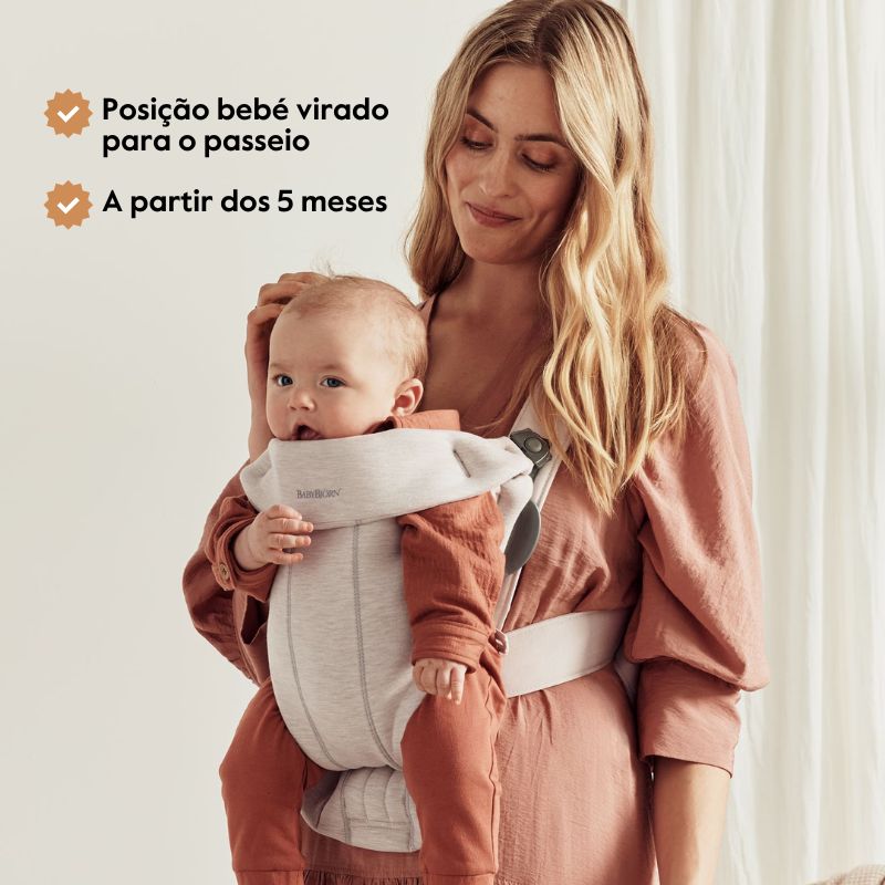 BabyBjorn Mochila Porta Bebé Mini 3D Jersey - Gris Claro