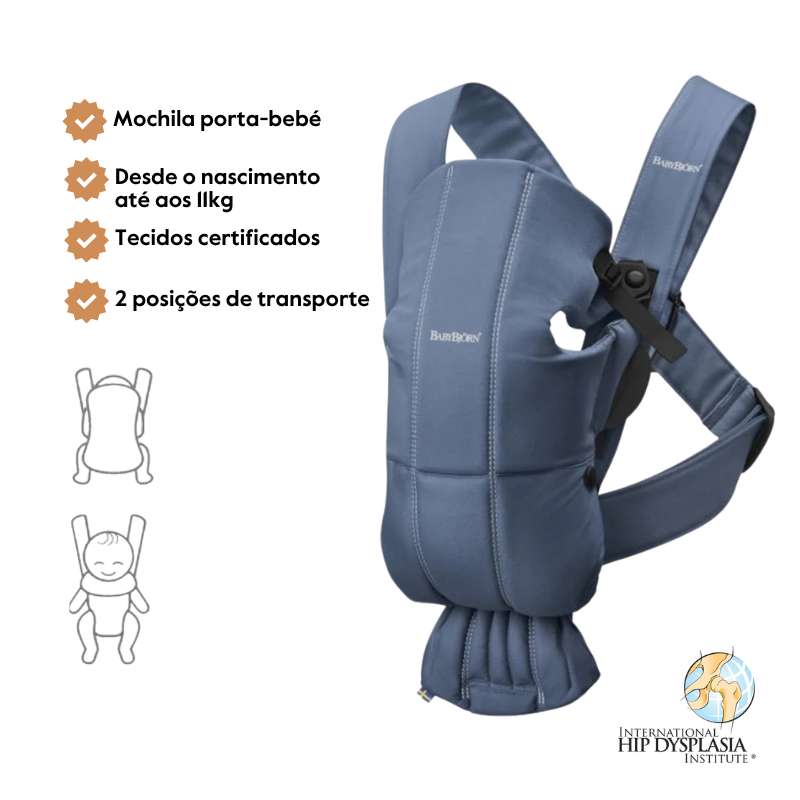 BabyBjorn Mochila Porta Bebé Mini Cotton - Índigo Vintage