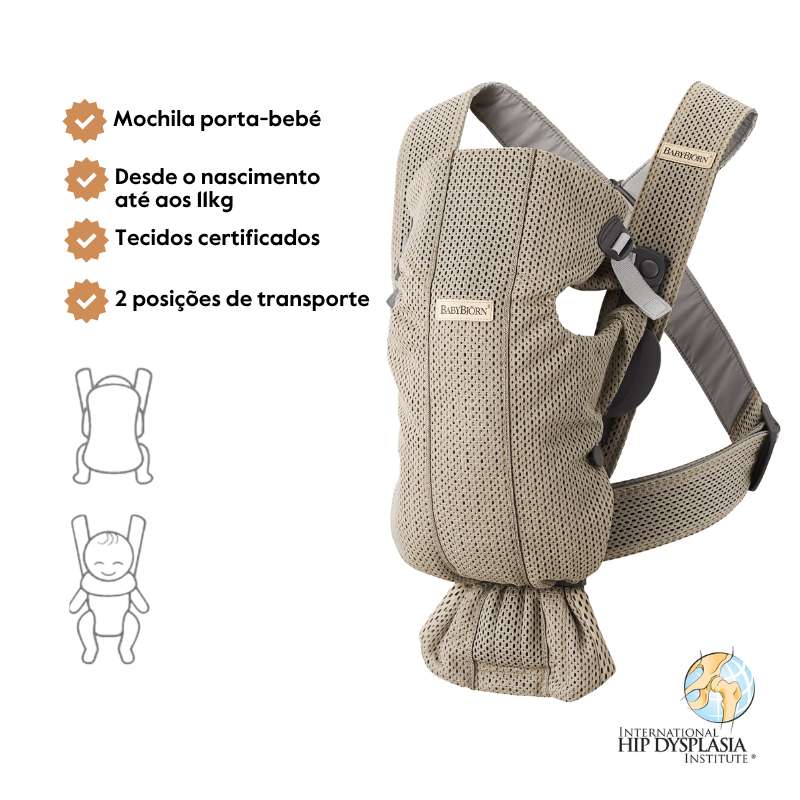 BabyBjorn Mochila Porta Bebé Mini Mesh - Greige