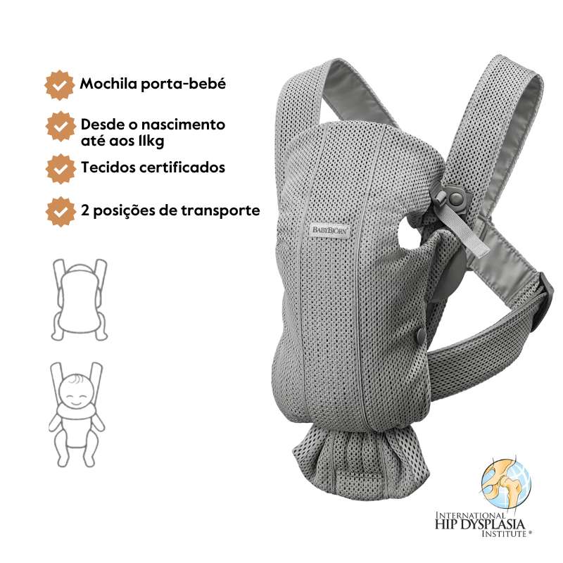 BabyBjorn Mochila Porta Bebé Mini Mesh - Gris