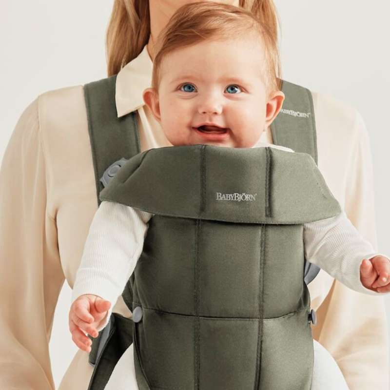BabyBjorn Mochila Porta Bebé Mini Woven - Verde Oscuro