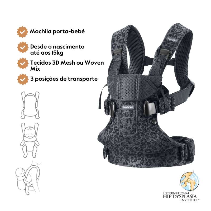 BabyBjorn Mochila Porta Bebé One Air - Antracita/Leopard