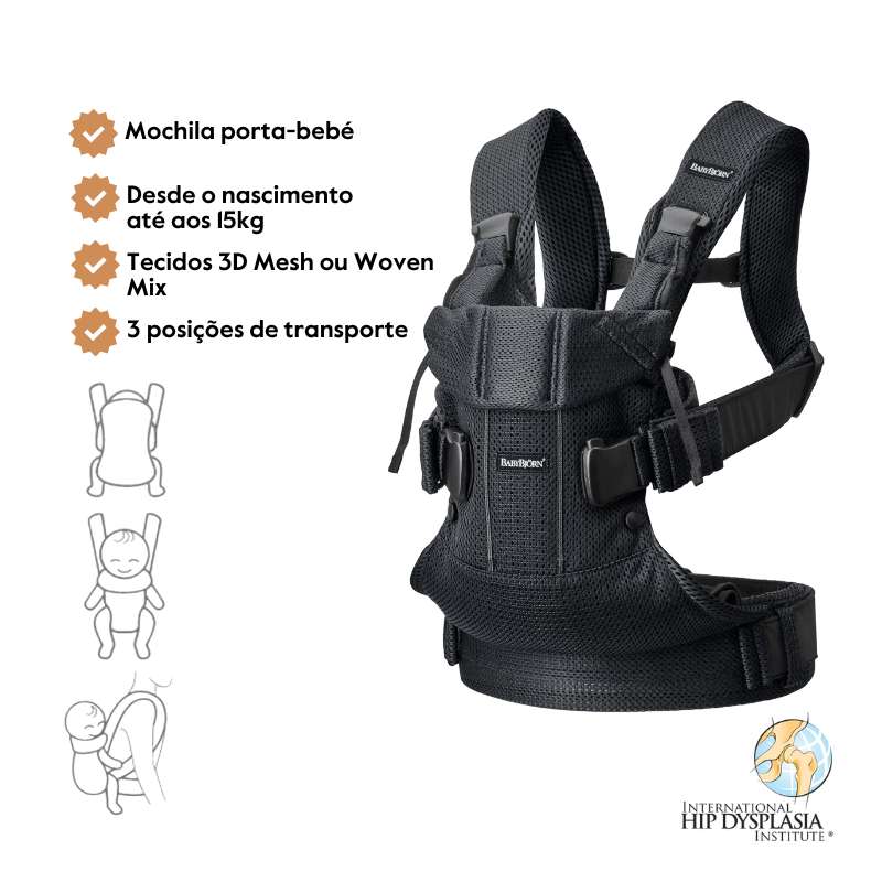 BabyBjorn Mochila Porta Bebé One Air - Negro
