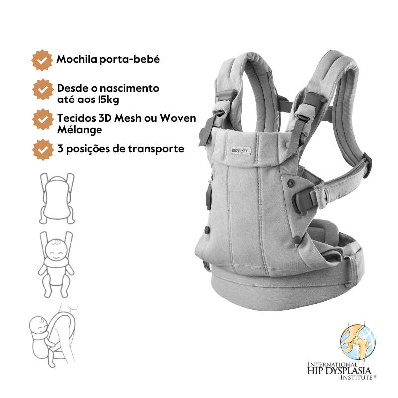 Babybjorn Mochila Porta Bebé Harmony Woven Melange - Gris Claro