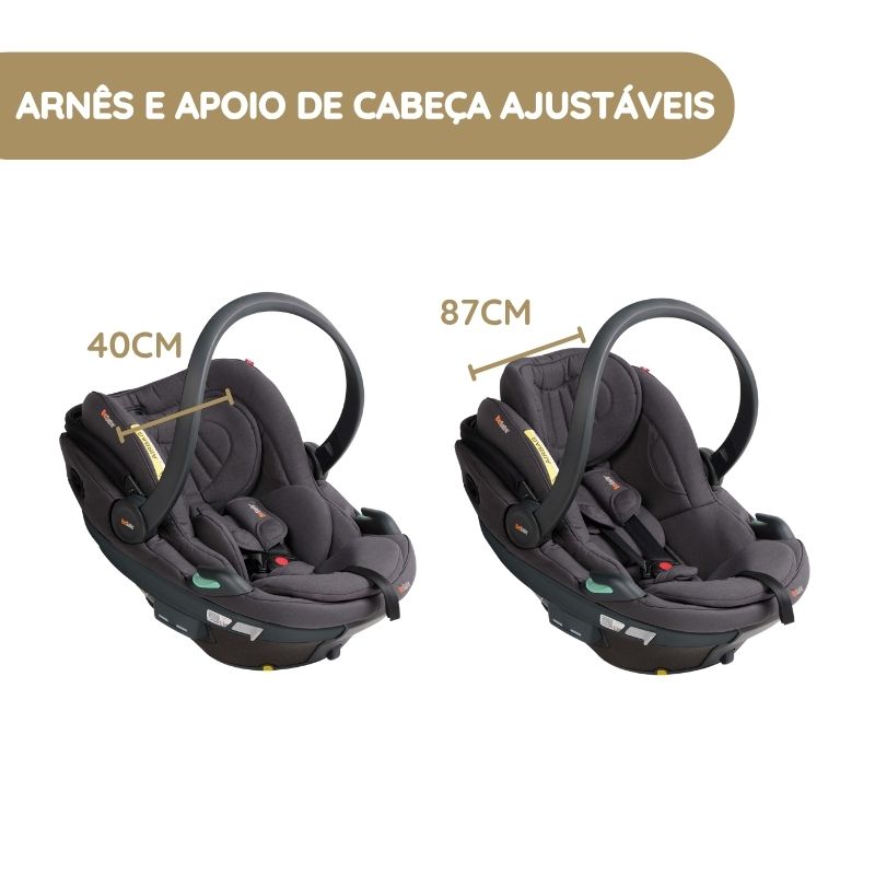 Arnês de 5 pontos e apoio de cabeça ajustável em 10 alturas — BeSafe Cadeira Auto Go Beyond 2 Meadow Green SoftBreeze