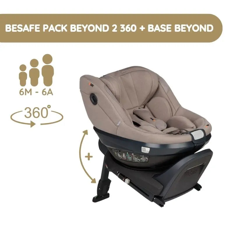 BeSafe Pack Cadeira Auto Beyond 2 360 com Base Isofix - Dark Sand SoftBreeze