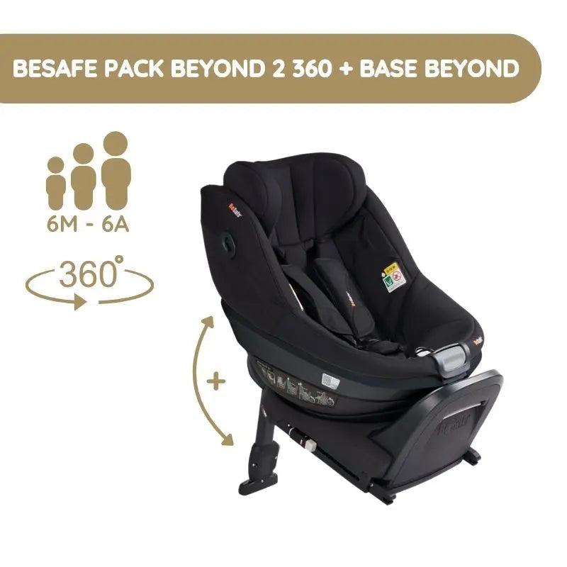BeSafe Pack Cadeira Auto Beyond 2 360 com Base Isofix - Fresh Black Cab