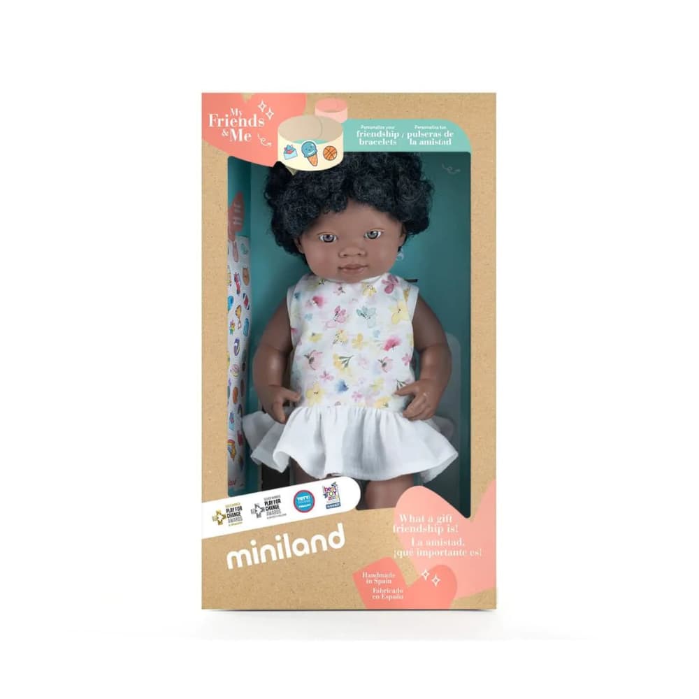 Boneca Africana 38 cm My Friends & Me da Miniland - Dos 10 meses aos 6 anos