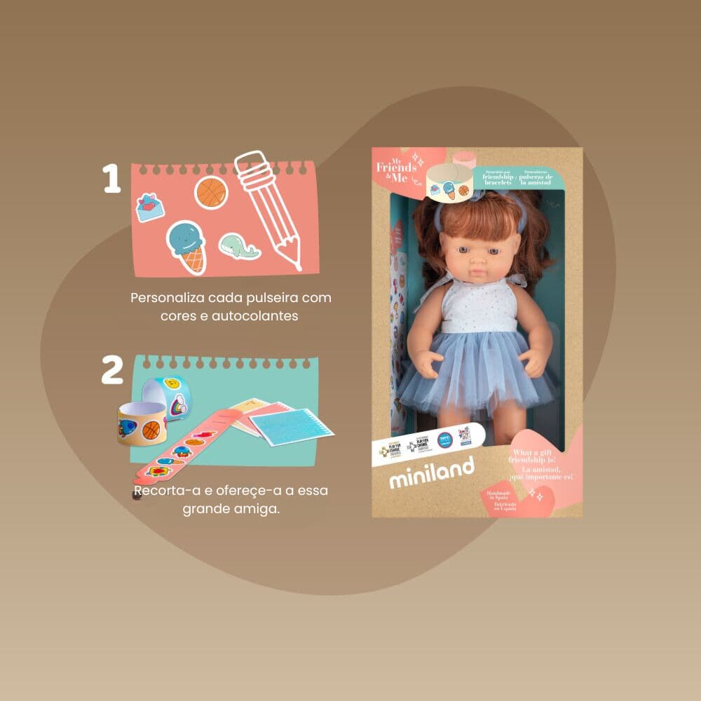 Boneca Caucasiana Ruiva 38 cm My Friends & Me da Miniland - A partir dos 10 meses