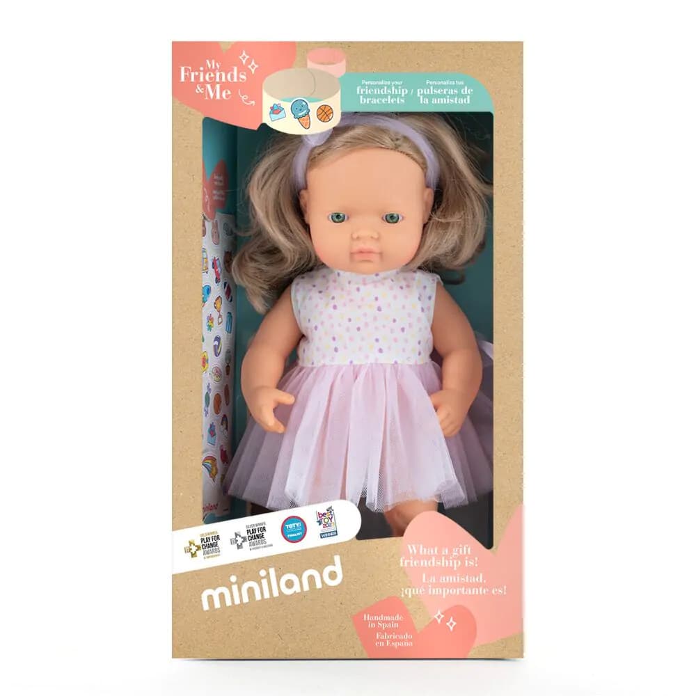 Boneca com Cabelo Loiro Caucasiana 38 cm My Friends & Me da Miniland - A partir dos 10 meses