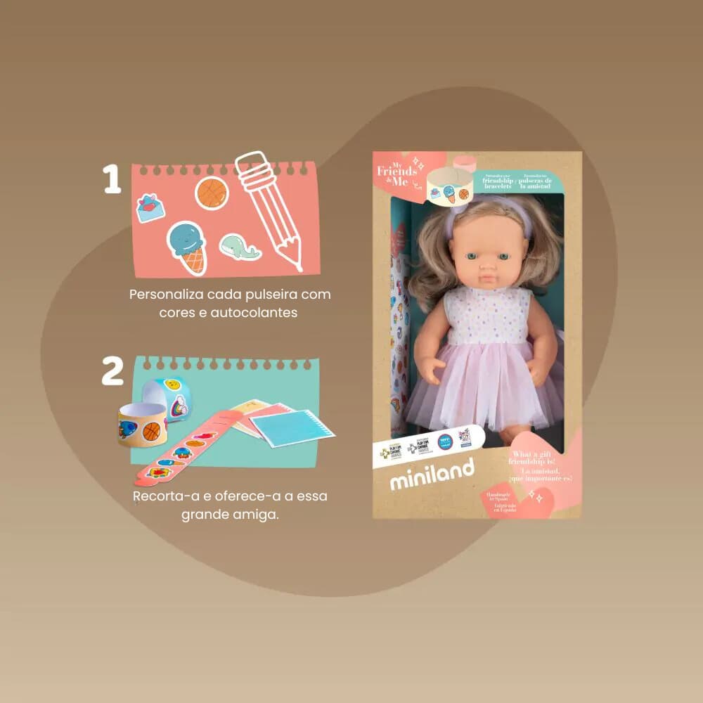 Boneca com Cabelo Loiro Caucasiana 38 cm My Friends & Me da Miniland - A partir dos 10 meses