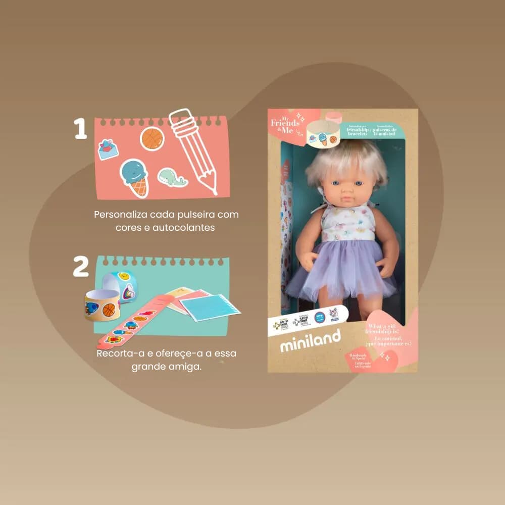 Boneca com Implante Coclear 38 cm My Friends & Me da Miniland - A partir dos 3 anos