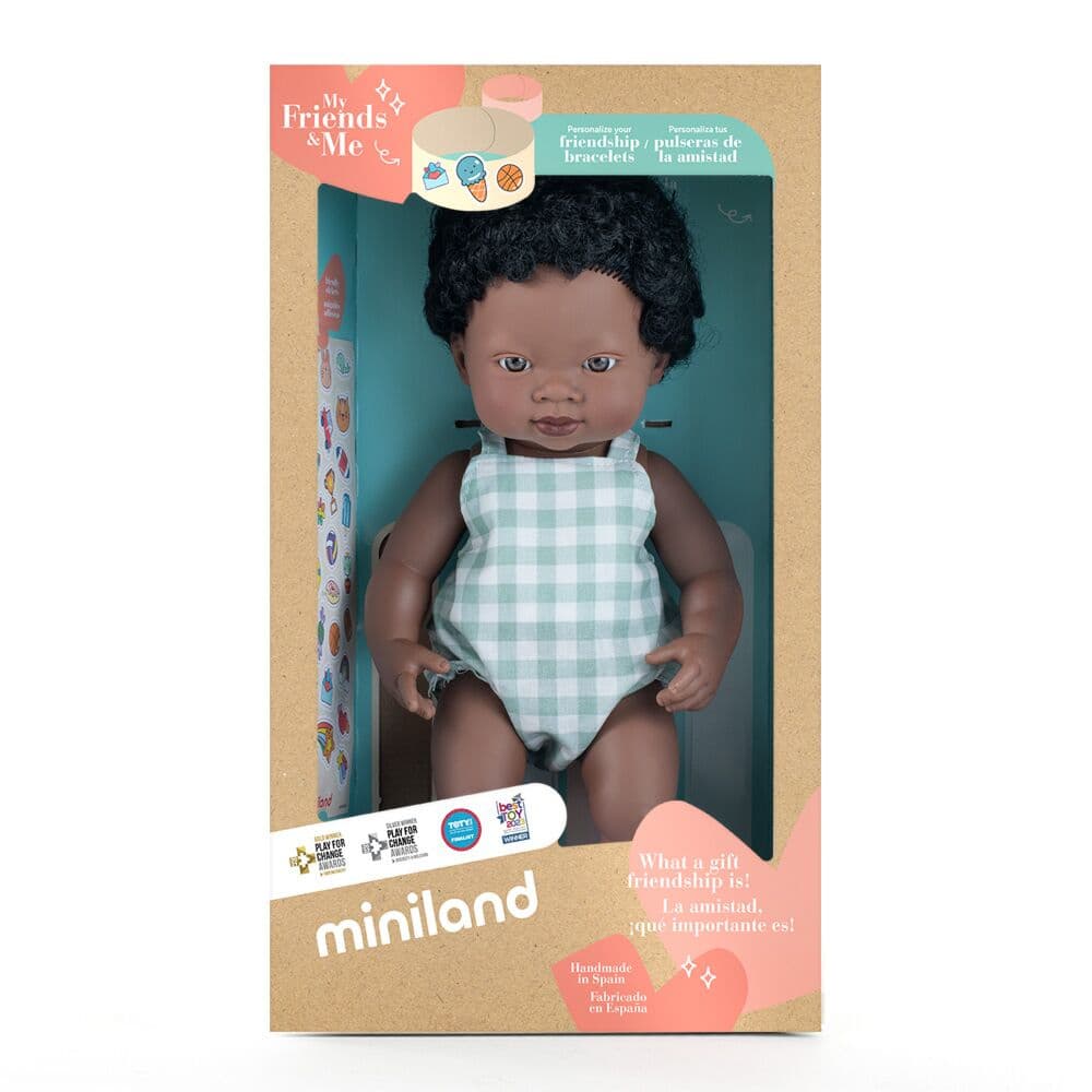 Boneco Africano 38 cm My Friends & Me da Miniland - A partir dos 10 meses