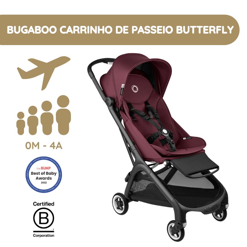 Bugaboo Carrinho de Bebé Butterfly - Black/Dark Cherry