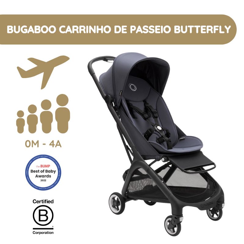 Bugaboo Carrinho de Bebé Butterfly - Black/Stormy Blue