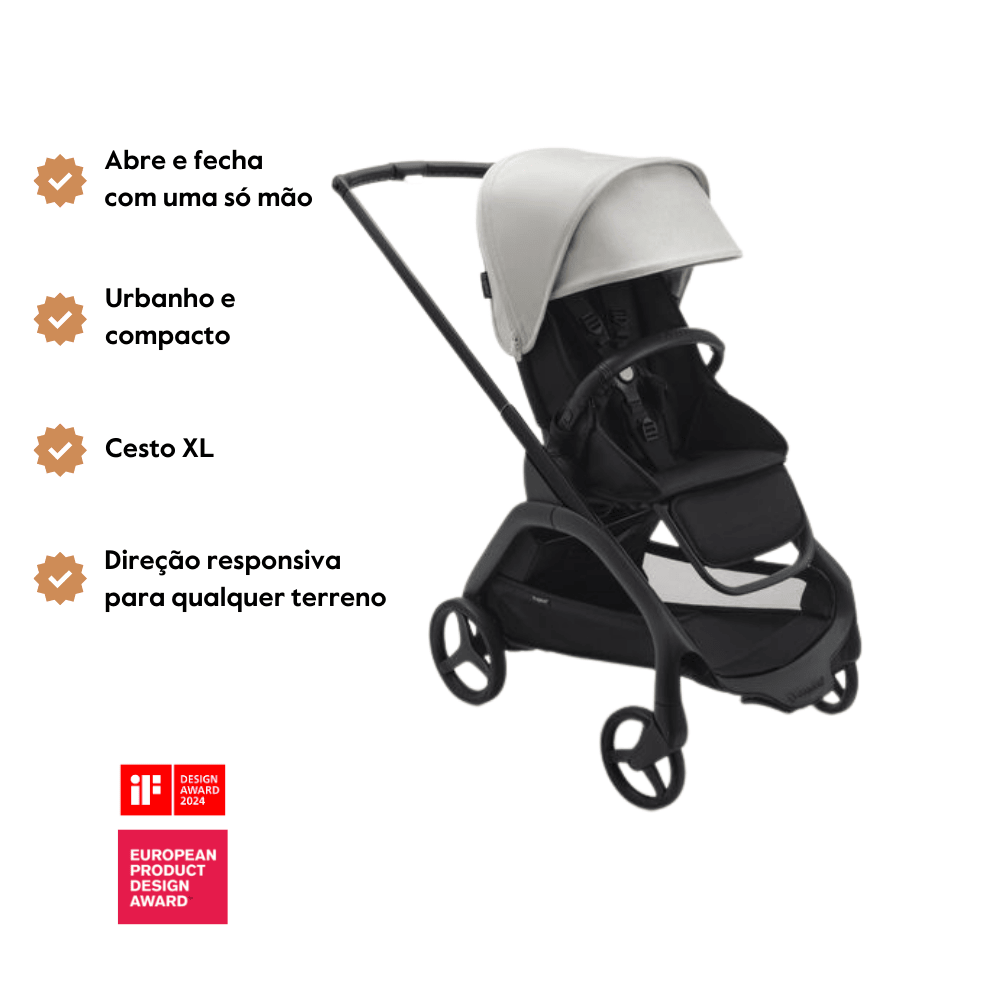 Carrinho de Bebé Dragonfly Completo da Bugaboo - Black/Misty White