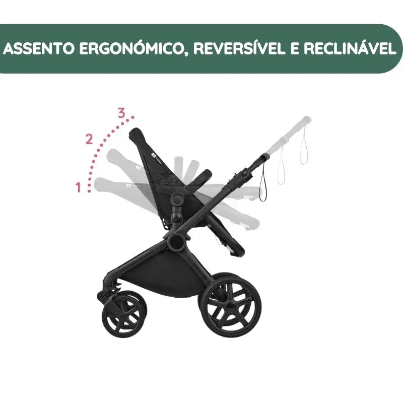 Assento ergonómico, reversível e reclinável