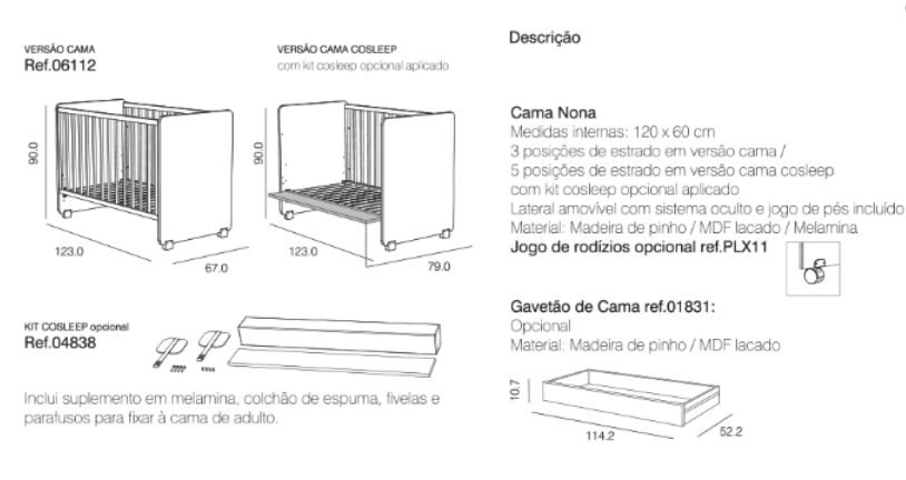 Trama Cama Cosleep Nona - Branco Mate/Tola