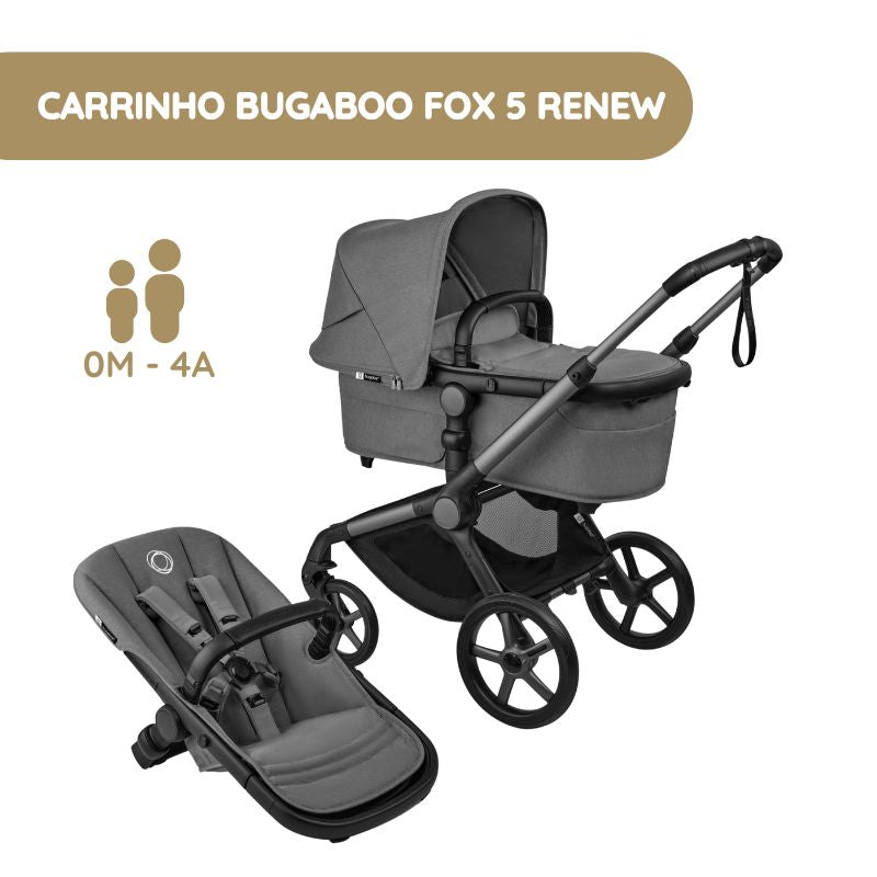 Carrinho de Bebé Bugaboo Fox 5 Renew - Grafito/Gris Luna