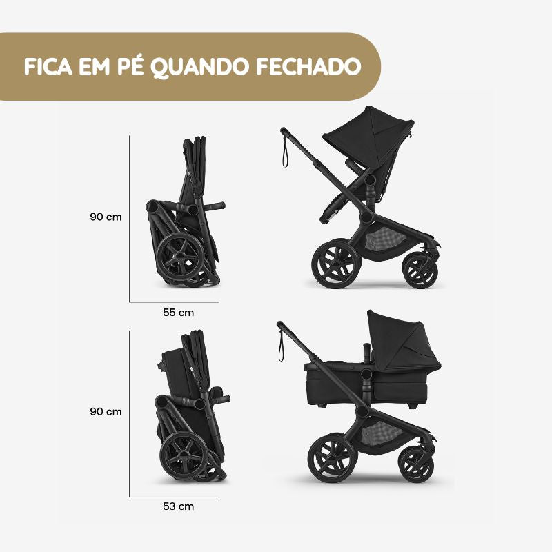 Carrinho de Bebé Bugaboo Fox 5 Renew - Negro/Forest Green