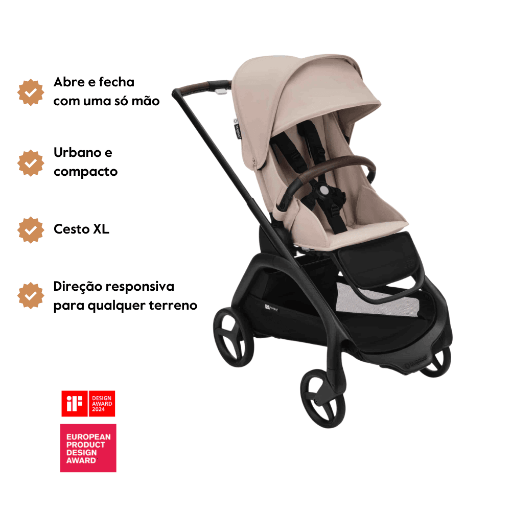 Carrinho de Bebé Dragonfly Completo da Bugaboo - Black/Desert Taupe